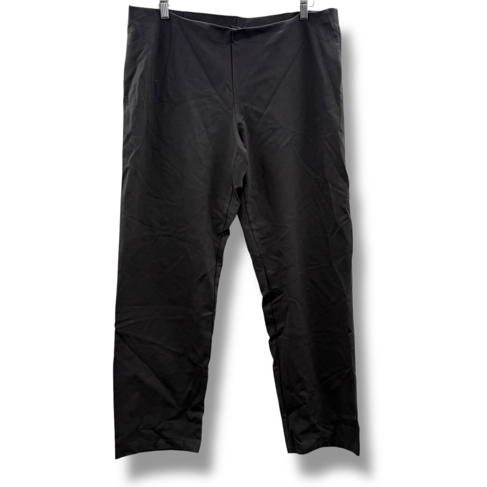 Elieen‎ Fisher Dark Gray Mid Rise Straight Leg Pull-On Ankle Pants Sz L